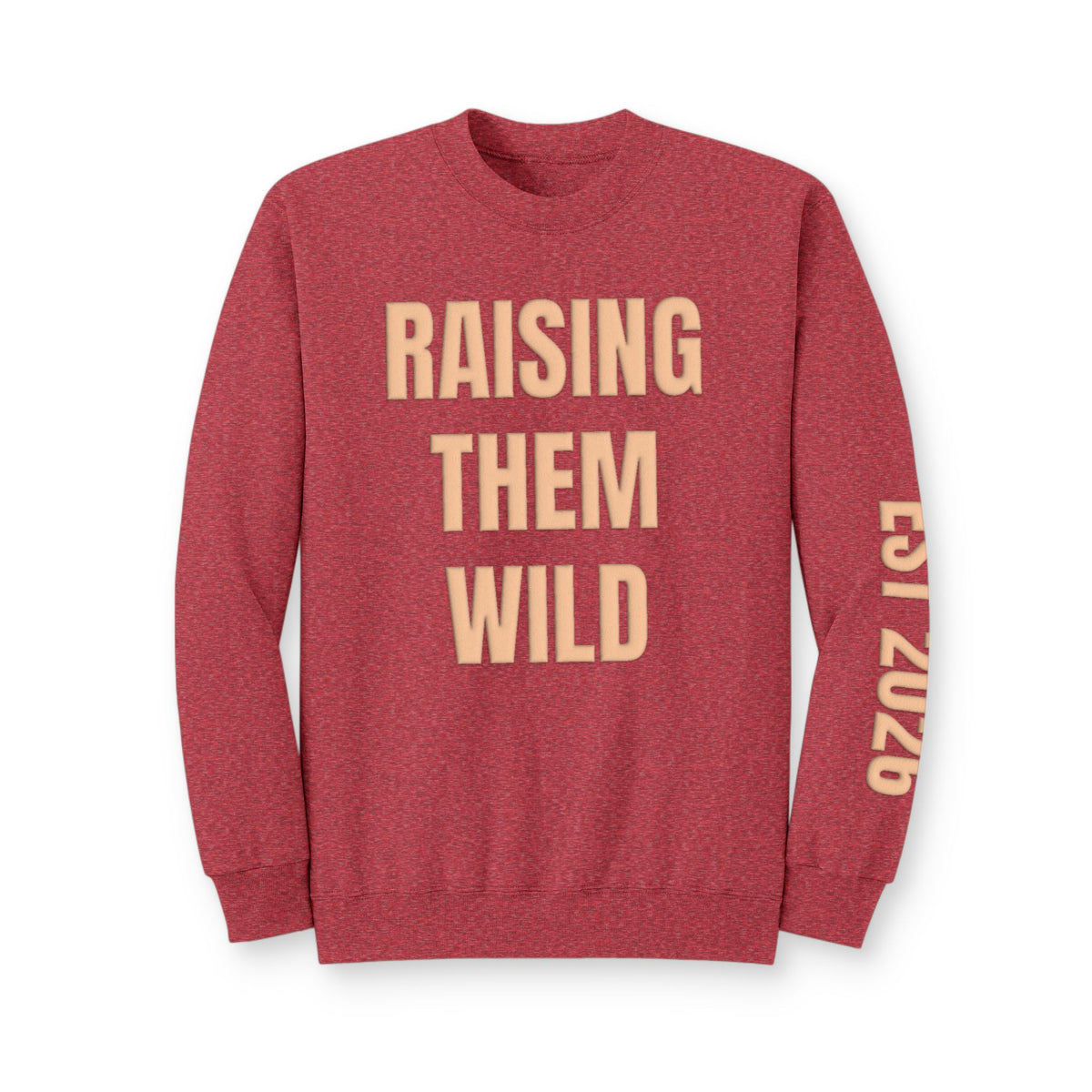 Personalized Hunting Mama Sweatshirt, Raising Them Wild, Hunter Orange Puff Sweatshirt, Custom Hunting Mom Gift