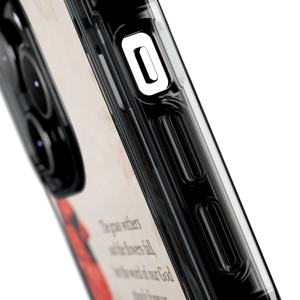 Clear Magnetic Phone Case — Cardinal Scene Isiah 40:8
