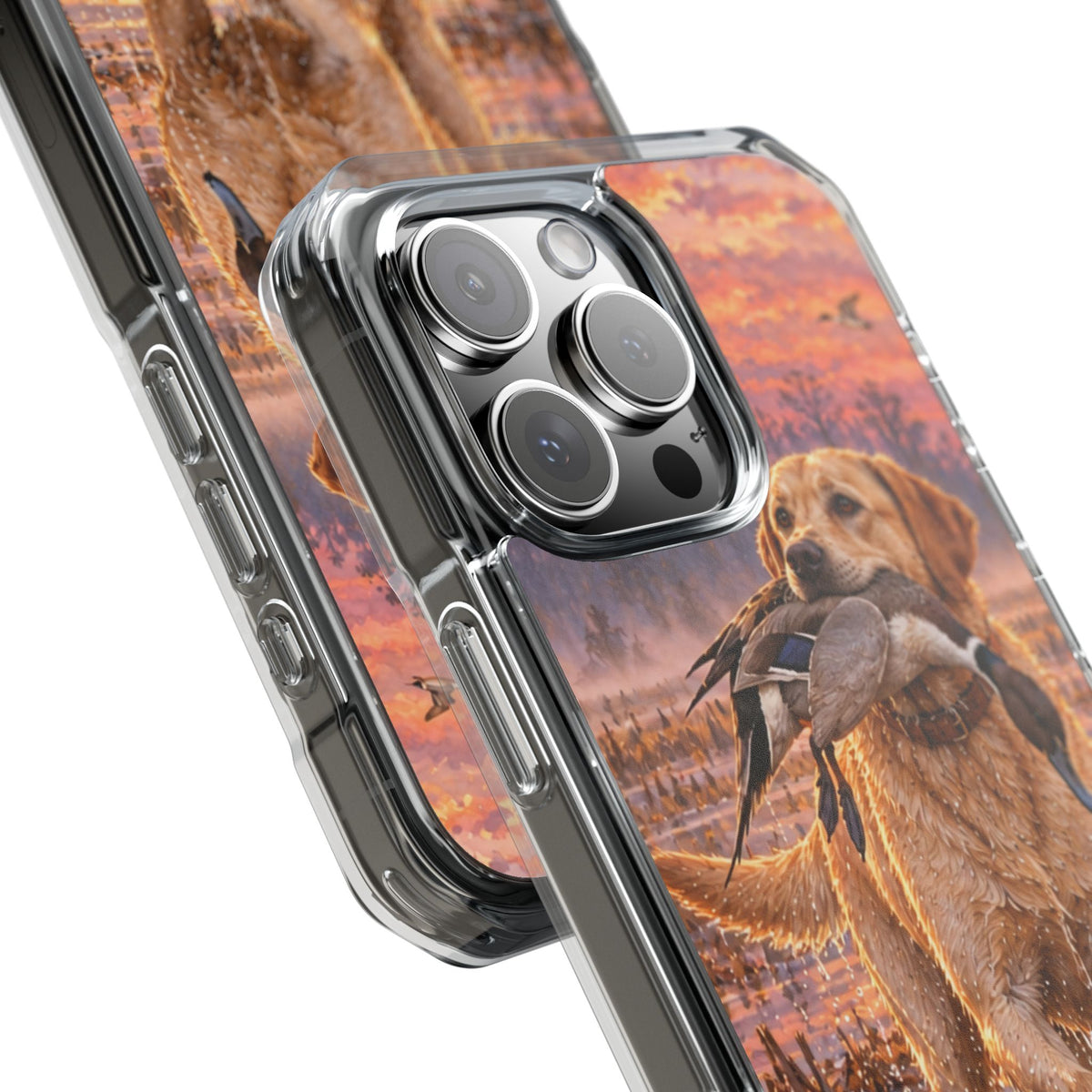 Clear Magnetic Phone Case — Lab with Duck swamp