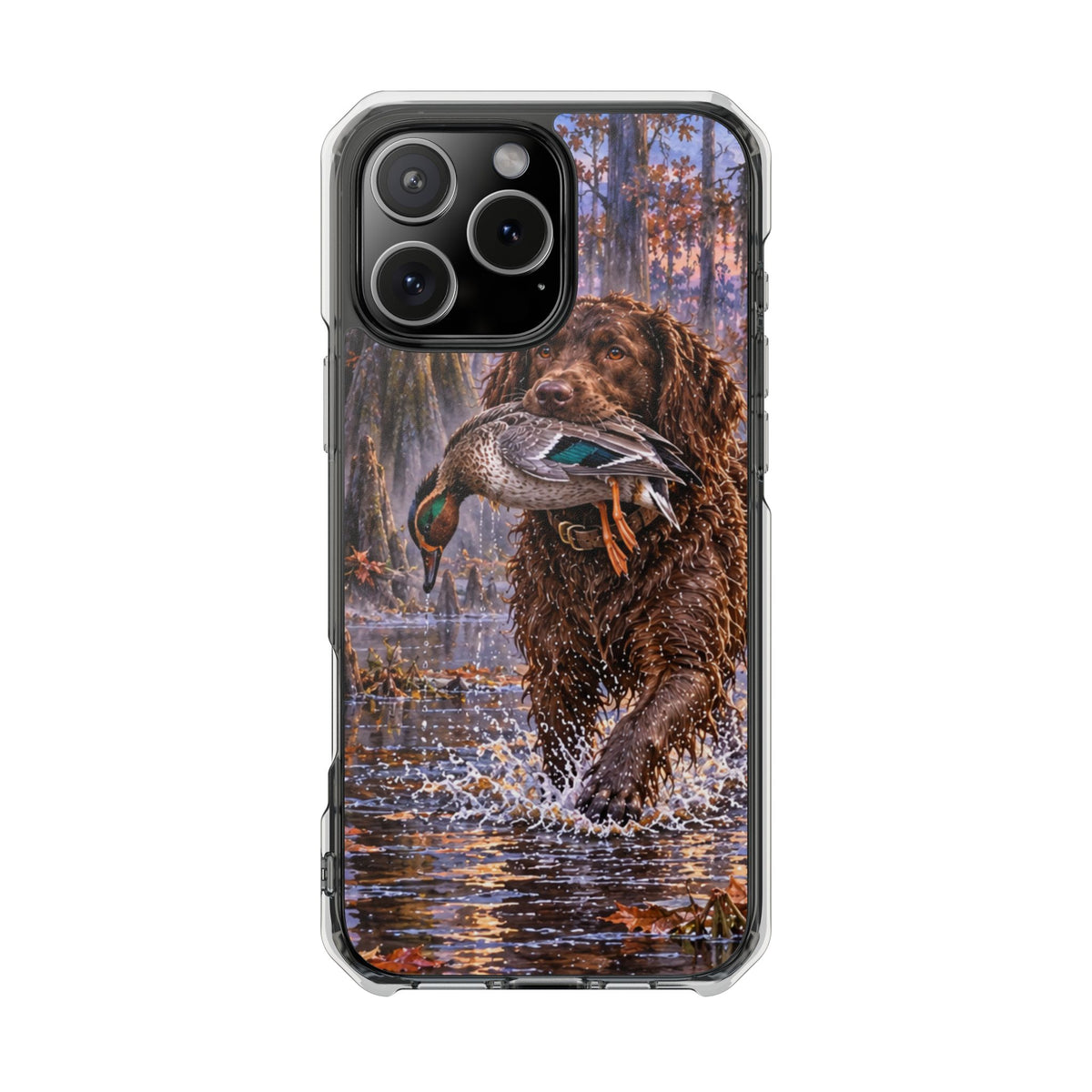 Clear Magnetic Phone Case — Boykin spaniel with Duck swamp