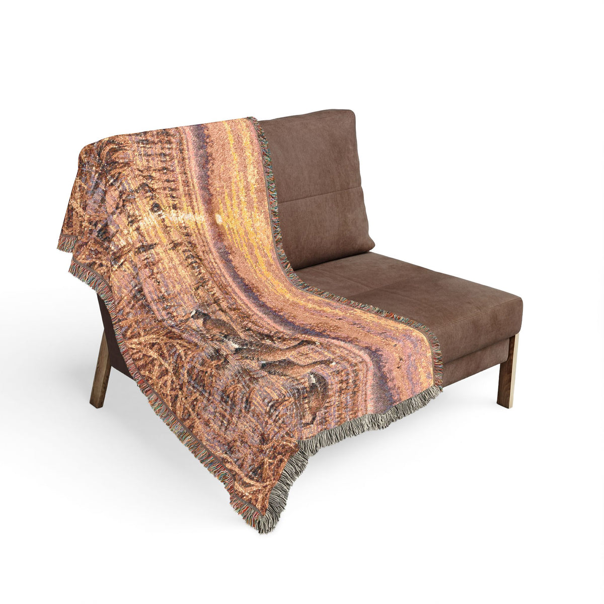 Sunset Wetlands Woven Blanket — Goose & Marsh Landscape Throw