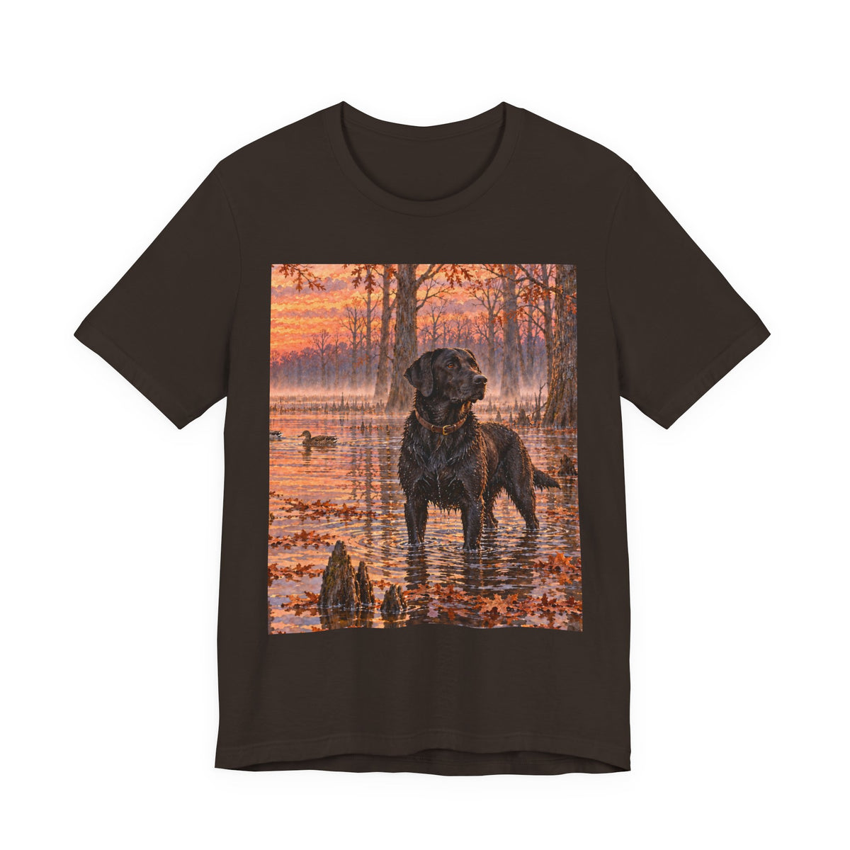 Sunset Bay Labrador Tee — Black Lab Dog Sunset Shirt