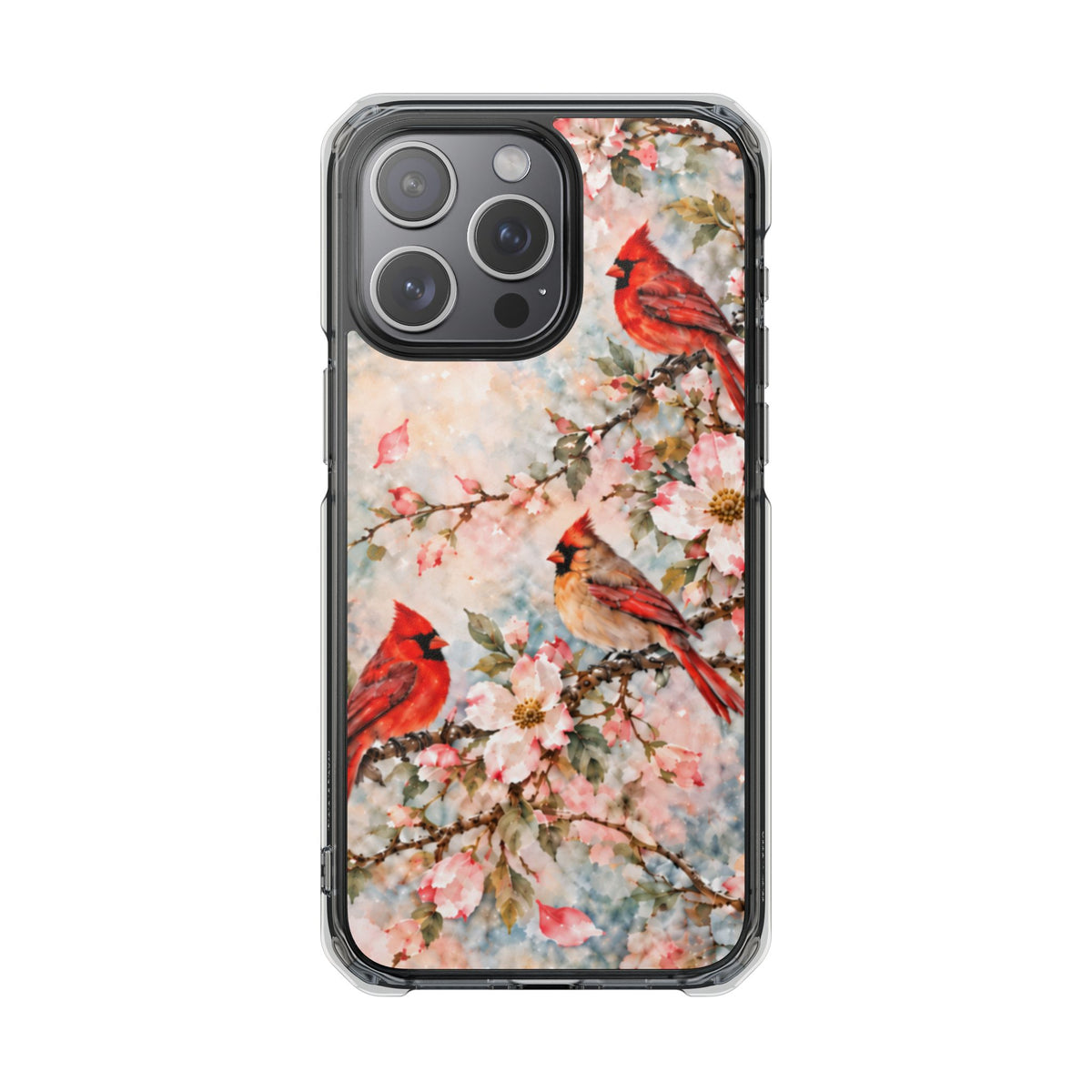 Clear Magnetic Phone Case — Cardinal Flock Scene