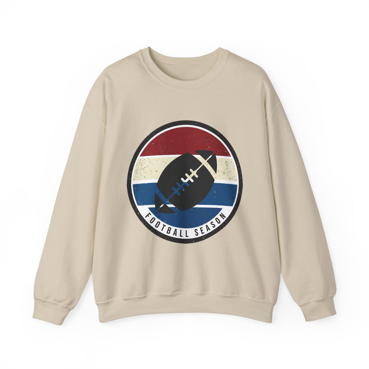 Retro Football Season Crewneck Sweatshirt | Vintage Stripe Football Logo