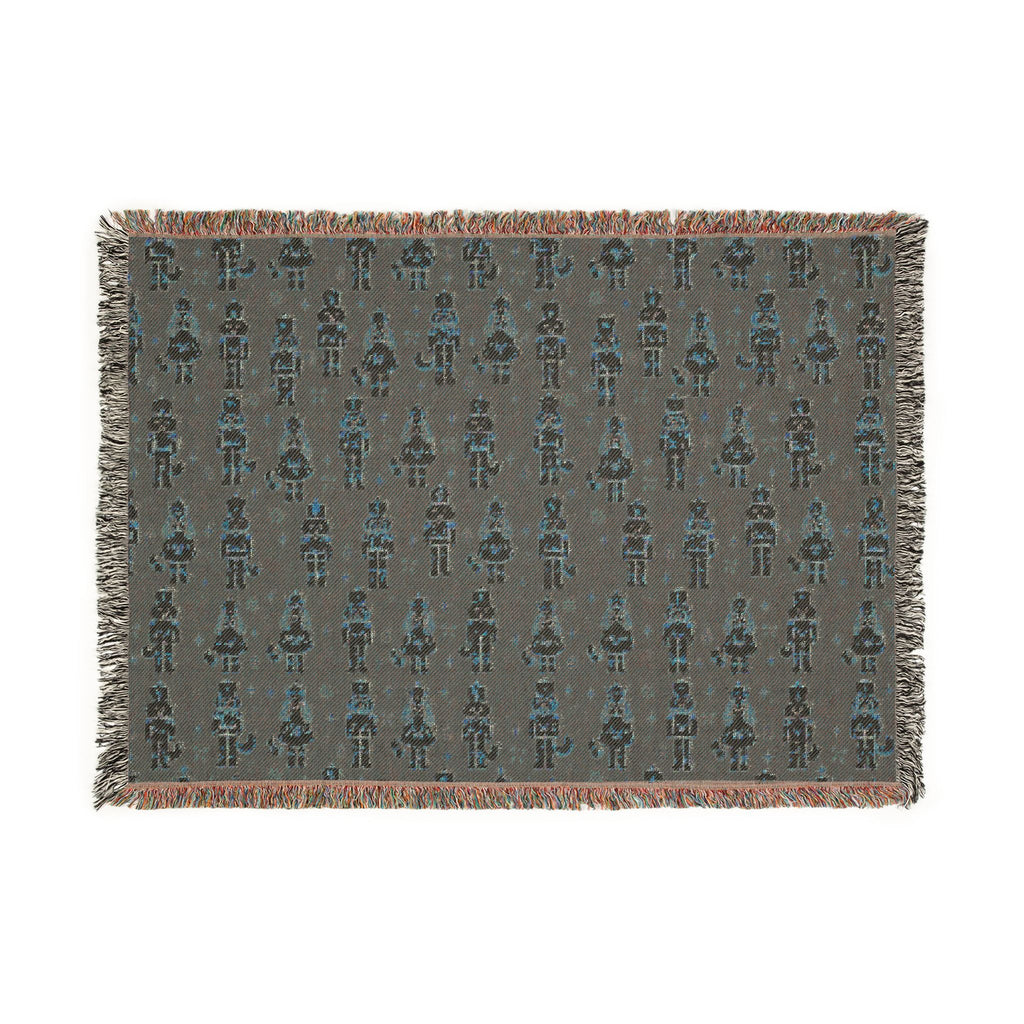 Dog Nutcracker Christmas Blanket - Maroon Woven Holiday Throw