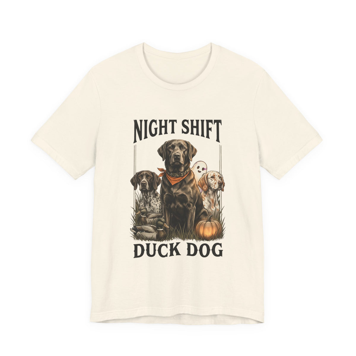 Night Shift Duck Dog T‑Shirt | Spooky Hunting, Retriever Graphic
