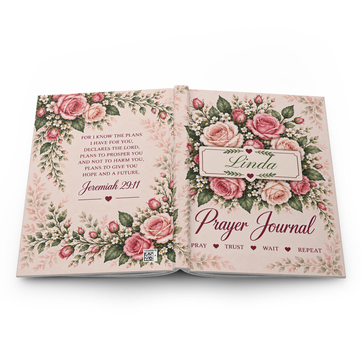 Personalized June Birth Flower Prayer Journal, Rose Christian Journal, Jeremiah 29:11 Notebook, Birthday Gift for Her, Faith Journal