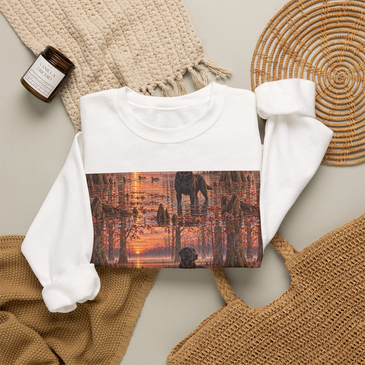Kaleidoscope Cityscape Sweatshirt — Vintage Sunset Graphic Crewneck