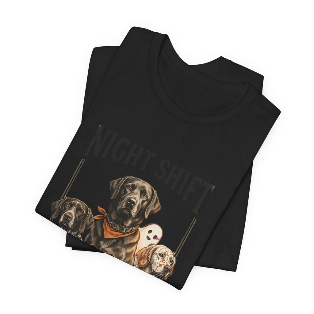 Night Shift Duck Dog T‑Shirt | Spooky Hunting, Retriever Graphic