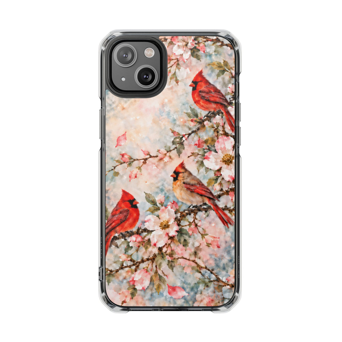 Clear Magnetic Phone Case — Cardinal Flock Scene
