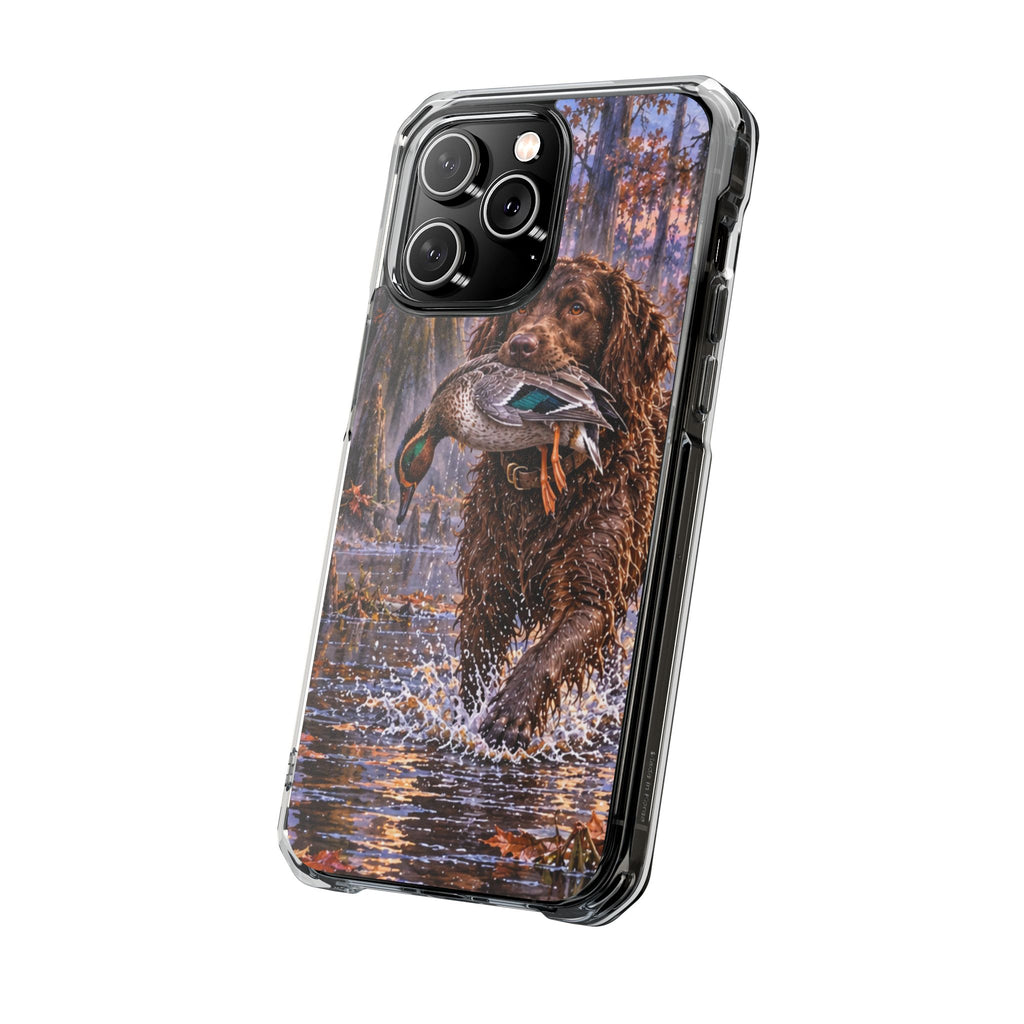 Clear Magnetic Phone Case — Boykin spaniel with Duck swamp