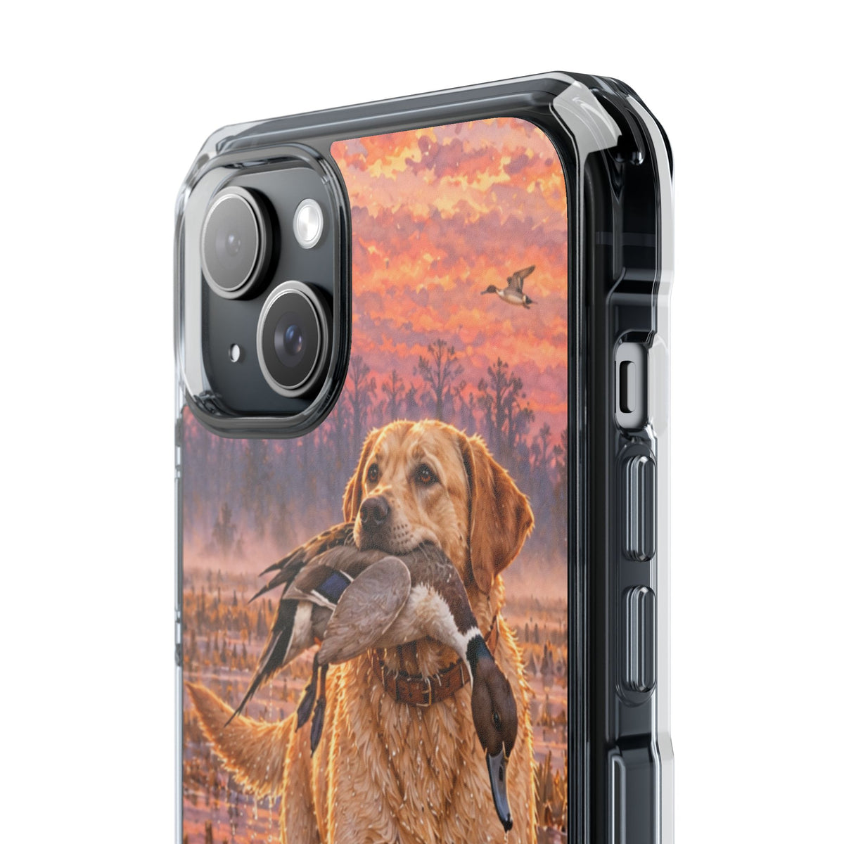 Clear Magnetic Phone Case — Lab in swamp with duck