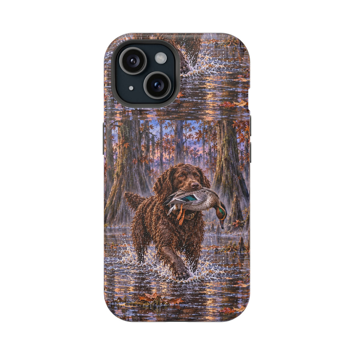 Clear Magnetic Phone Case — Boykin spaniel with Duck swamp