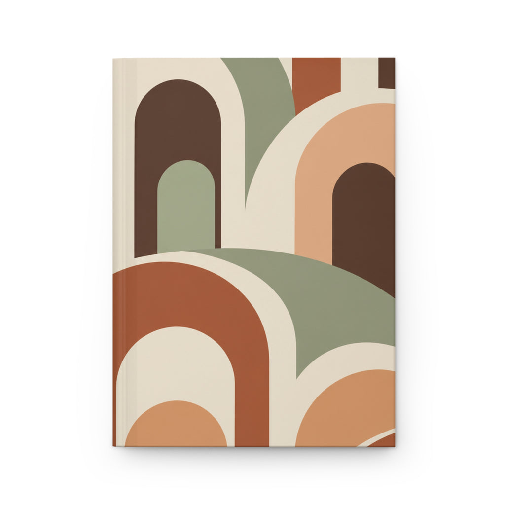 Retro Arch Pattern Hardcover Journal — Lined Matte Notebook for Notes & Daily Planning