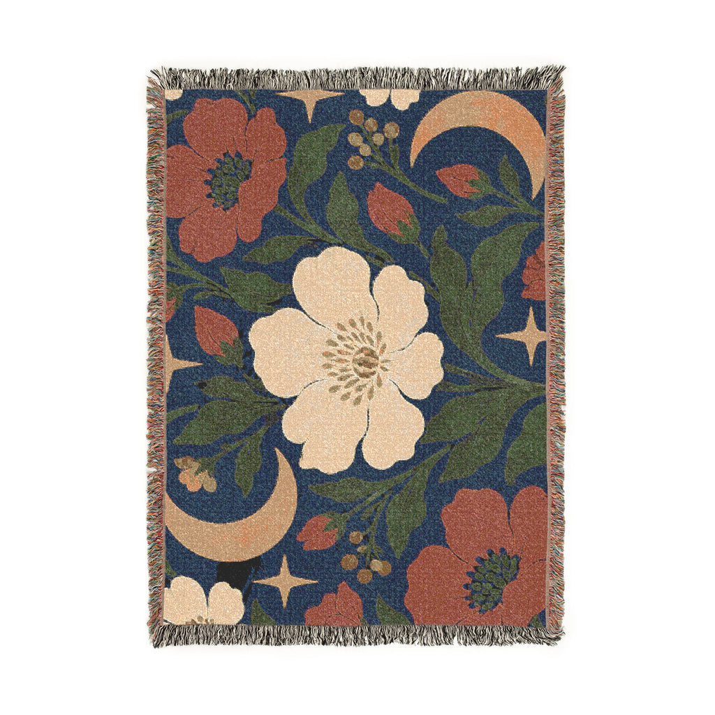 Boho Geometric Woven Blanket — Retro Floral Tile Soft Throw