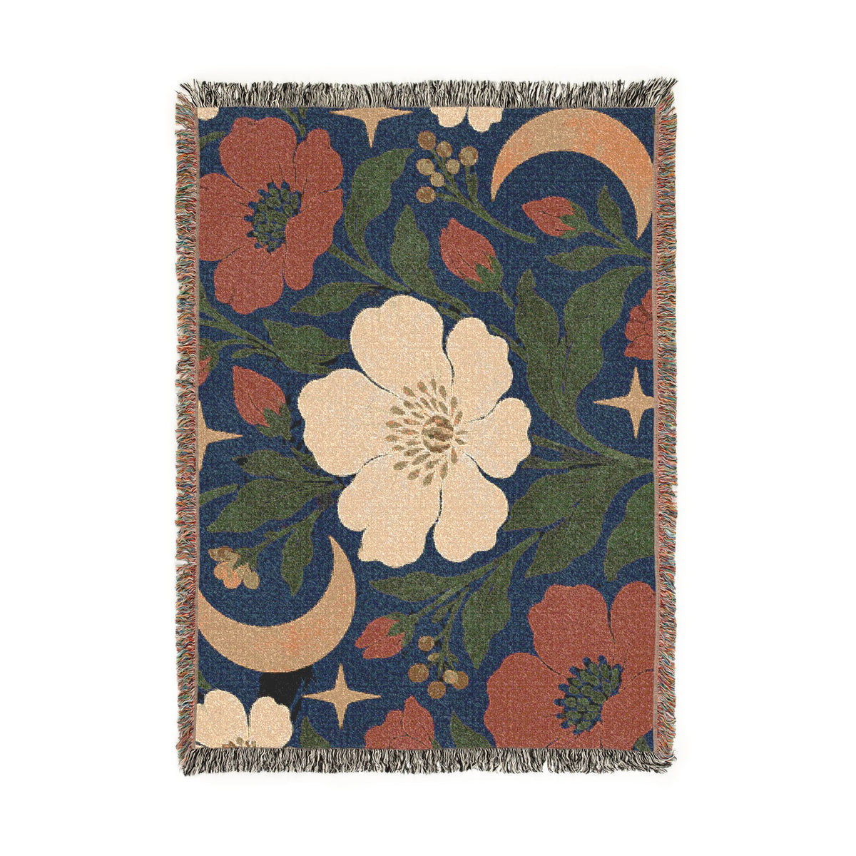 Boho Geometric Woven Blanket — Retro Floral Tile Soft Throw