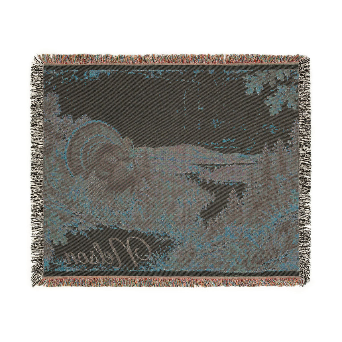 Thanksgiving Turkey Woven Blanket — Scenic Autumn Harvest Throw with Personalized Name Option
