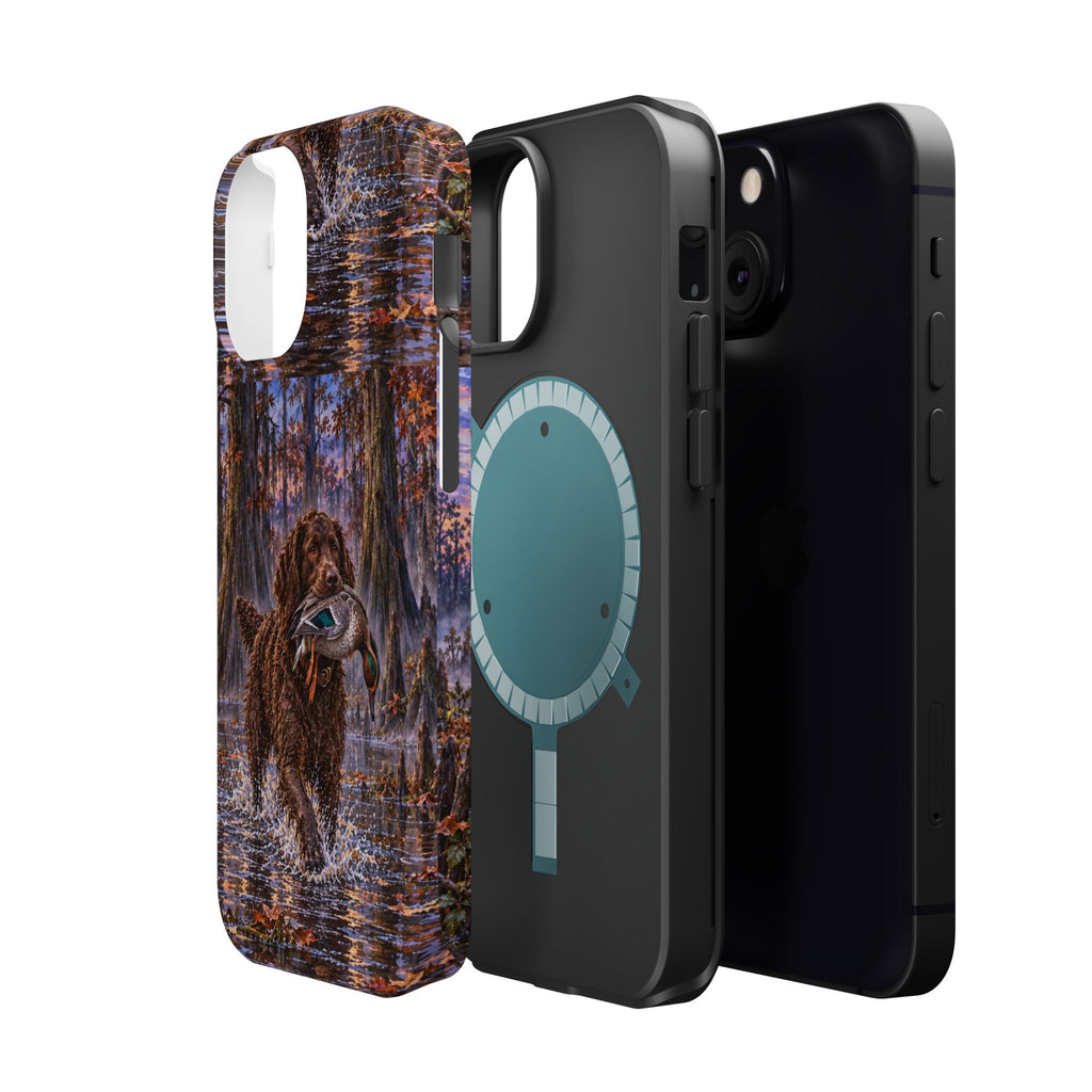Clear Magnetic Phone Case — Boykin spaniel with Duck swamp