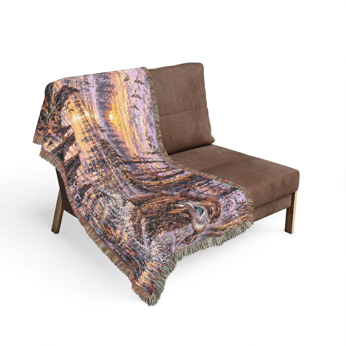 Mohican River Scenic Woven Blanket — Rustic Lake Boykin spaniel Landscape Throw