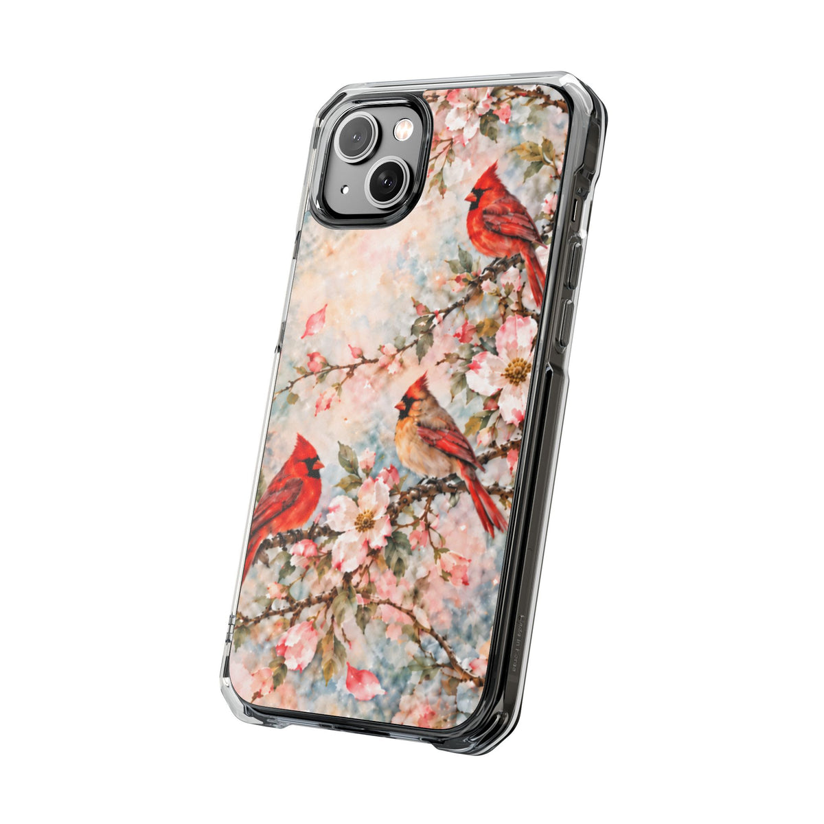 Clear Magnetic Phone Case — Cardinal Flock Scene