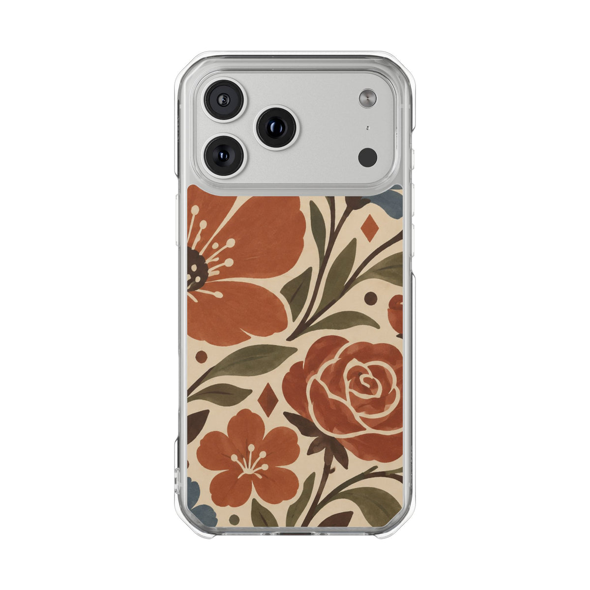 Clear Magnetic Phone Case Floral Patterns Protective Cover