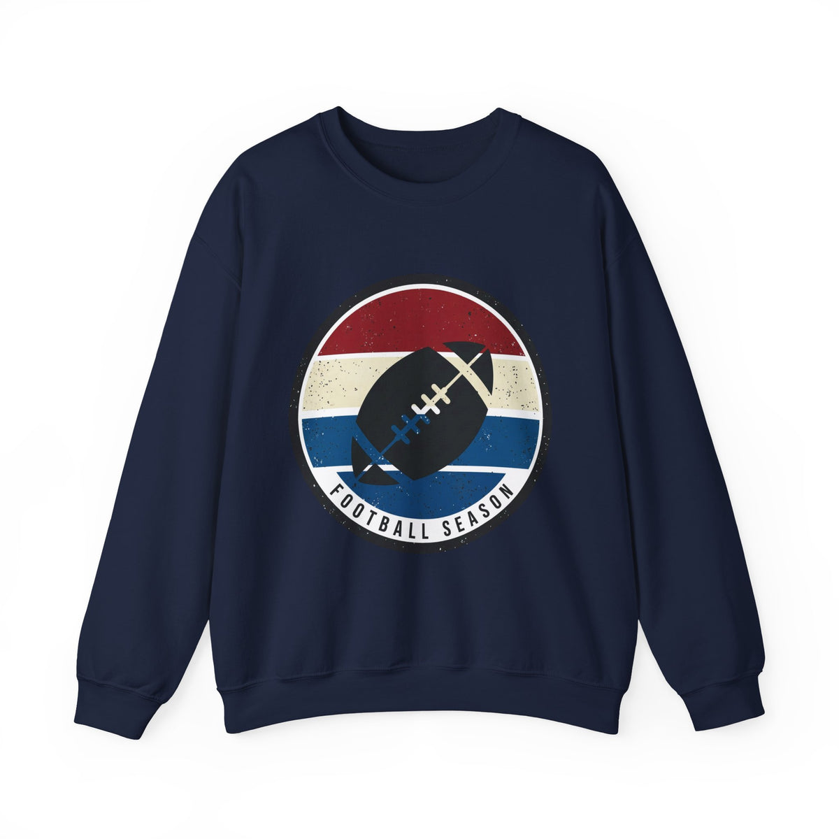 Retro Football Season Crewneck Sweatshirt | Vintage Stripe Football Logo