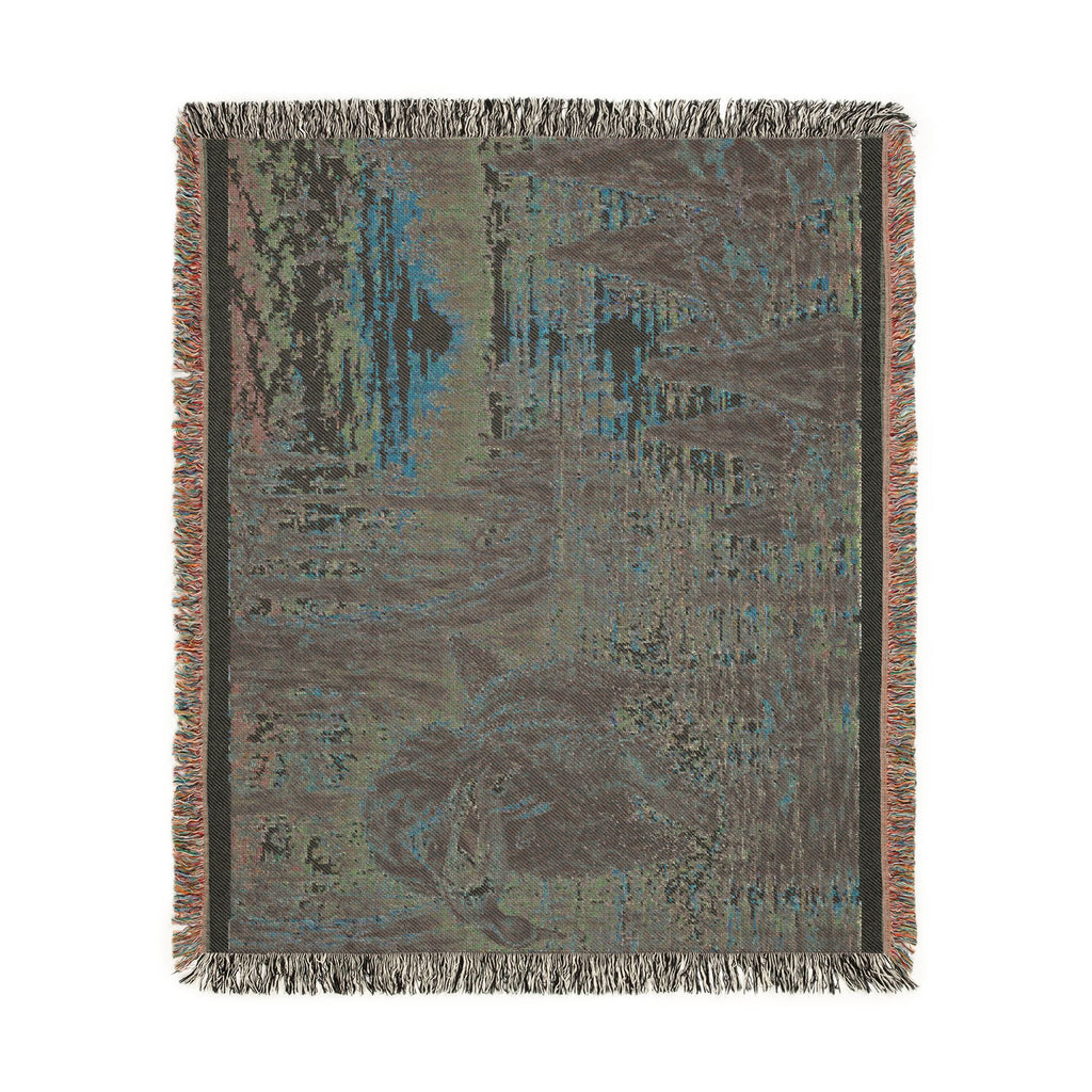 Mohican River Scenic Woven Blanket — Rustic Lake Boykin spaniel Landscape Throw