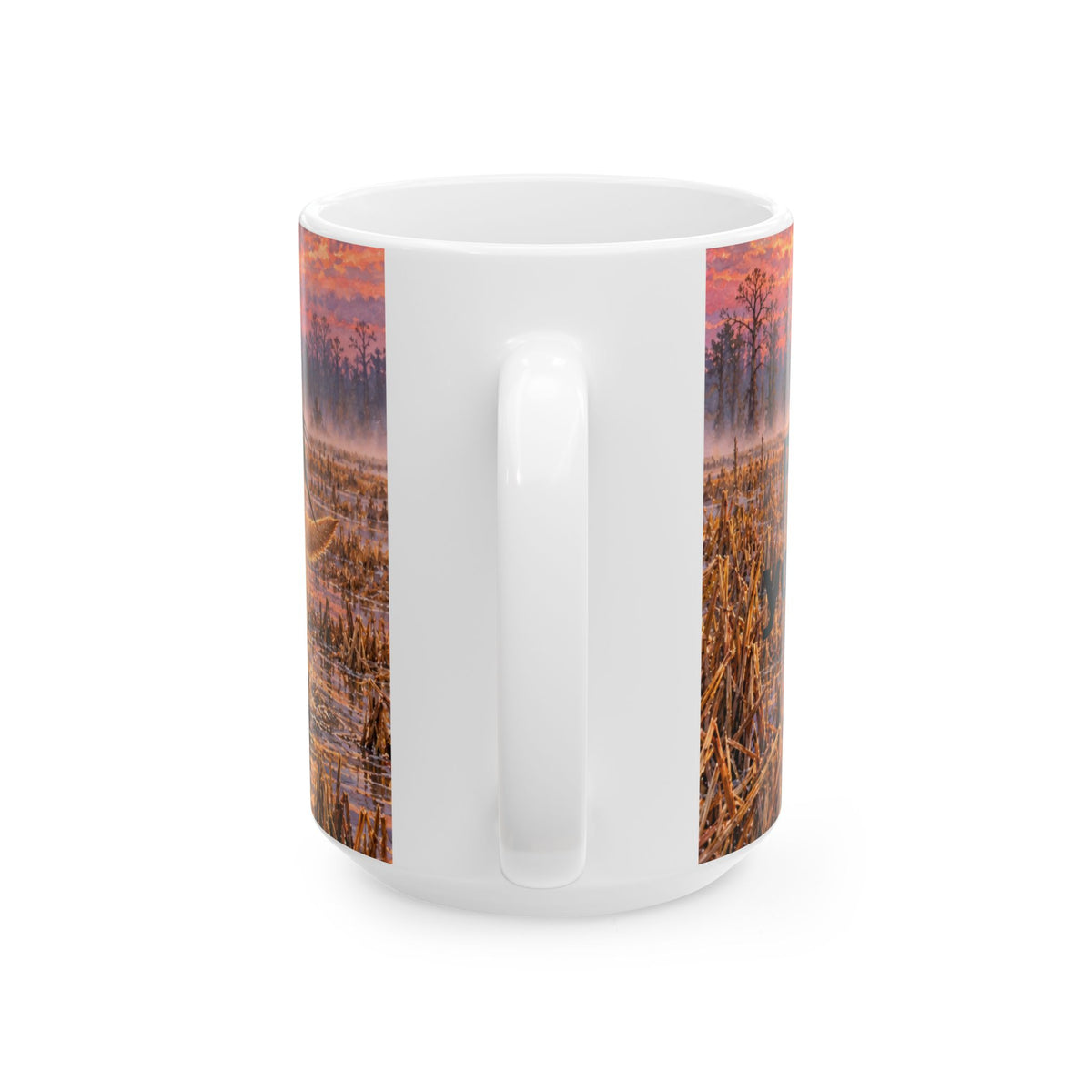 Duck Hunting Mug — Sunrise Marsh Scene Ceramic Coffee Cup (11oz, 15oz)