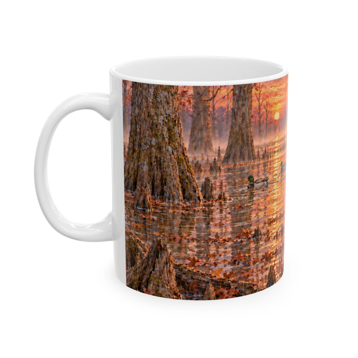 Duck Hunting Coffee Mug — Sunrise Marsh Scene Ceramic Mug (11oz & 15oz)