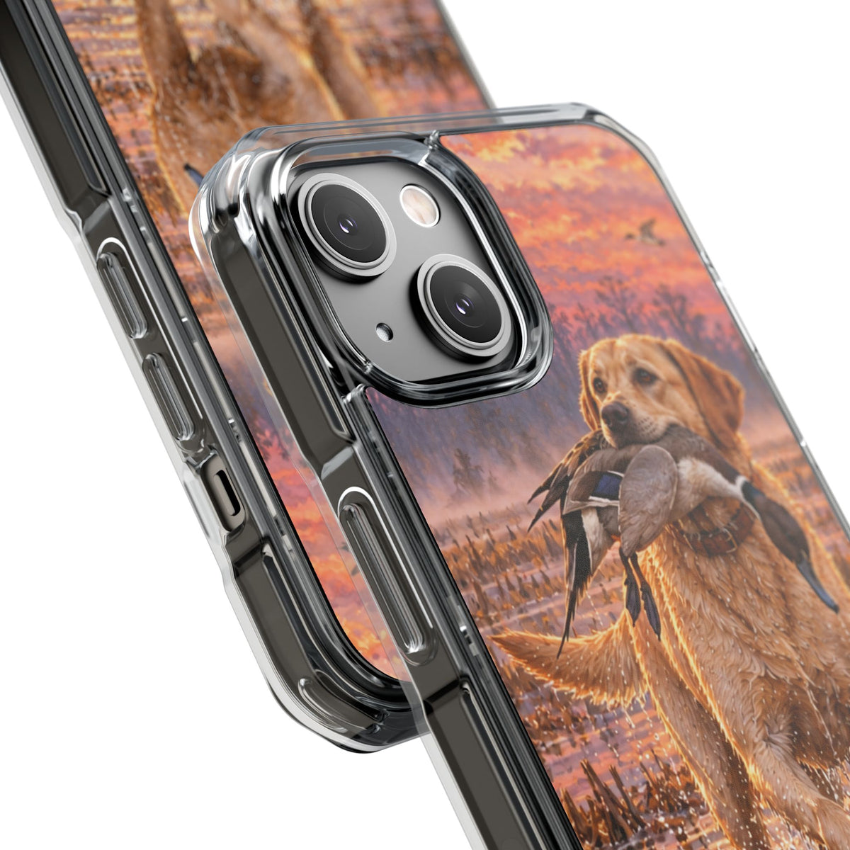 Clear Magnetic Phone Case — Lab in swamp with duck