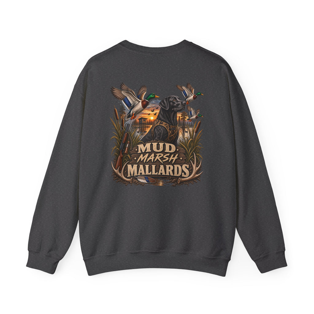 Mallard Duck Crewneck Sweatshirt — "Mud Marsh Mallards" Waterfowl Hunting Pullover