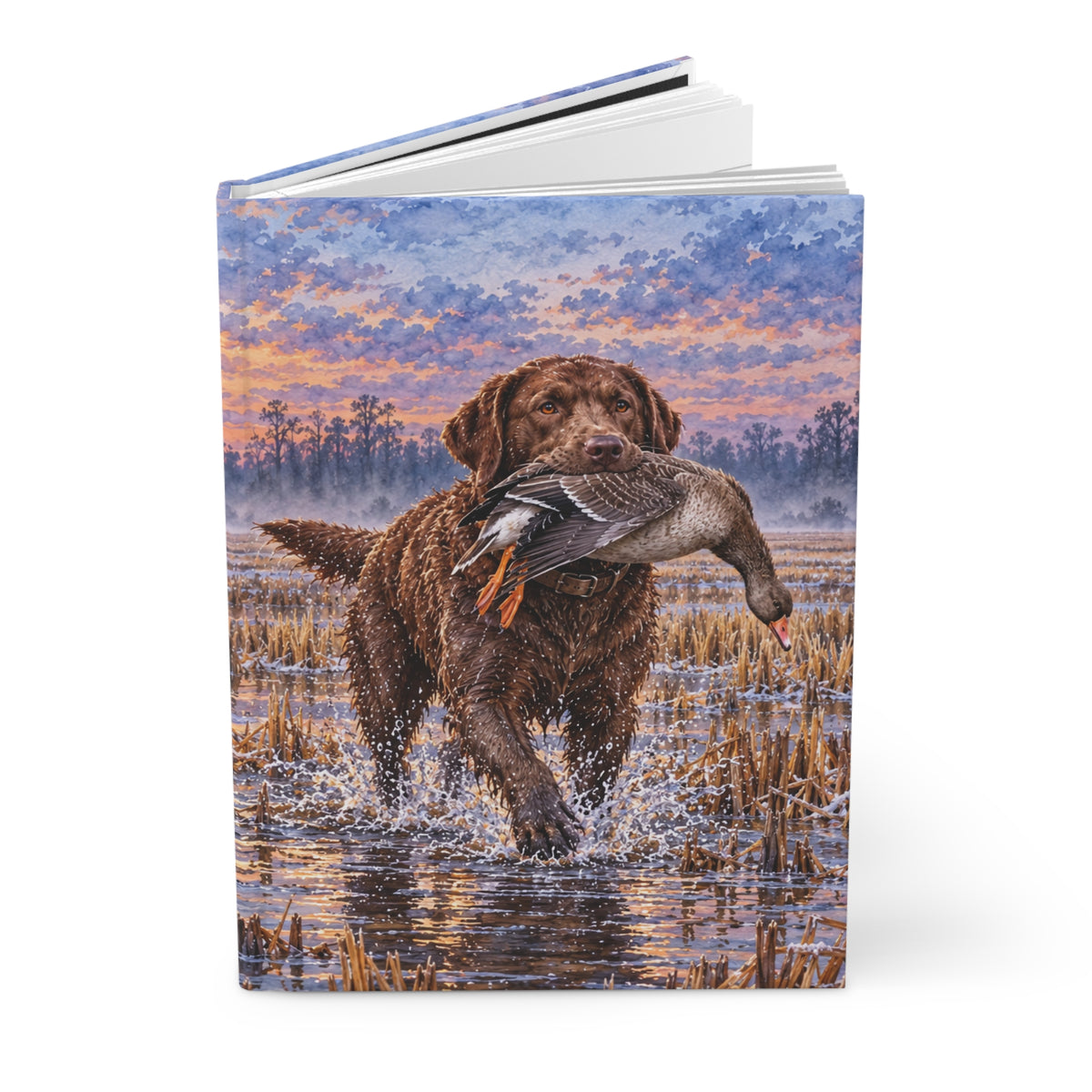 Brown Labrador Journal — Autumn Swamp Sunset Hardcover Lined Notebook