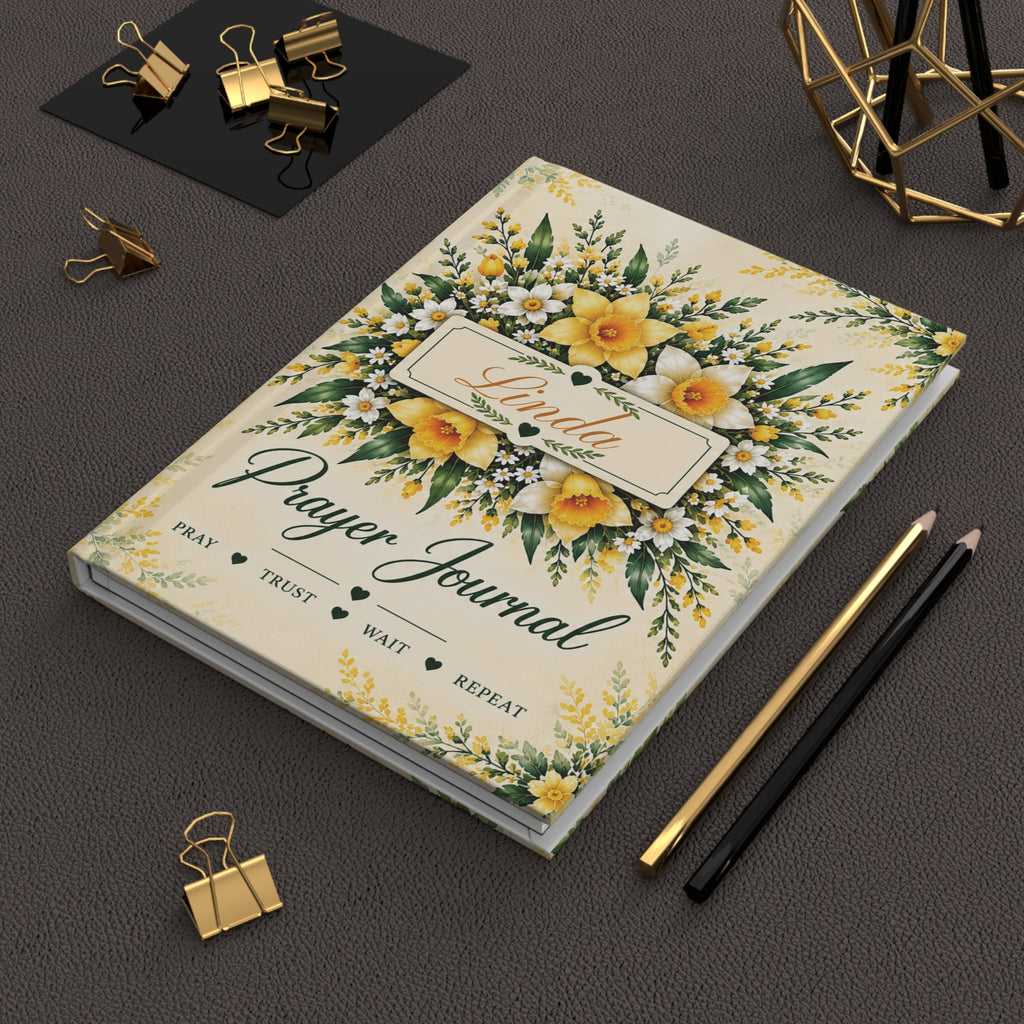 Personalized March Birth Flower Prayer Journal, Daffodil Christian Journal with Name, March Birthday Gift for Her, Bible Verse Journal