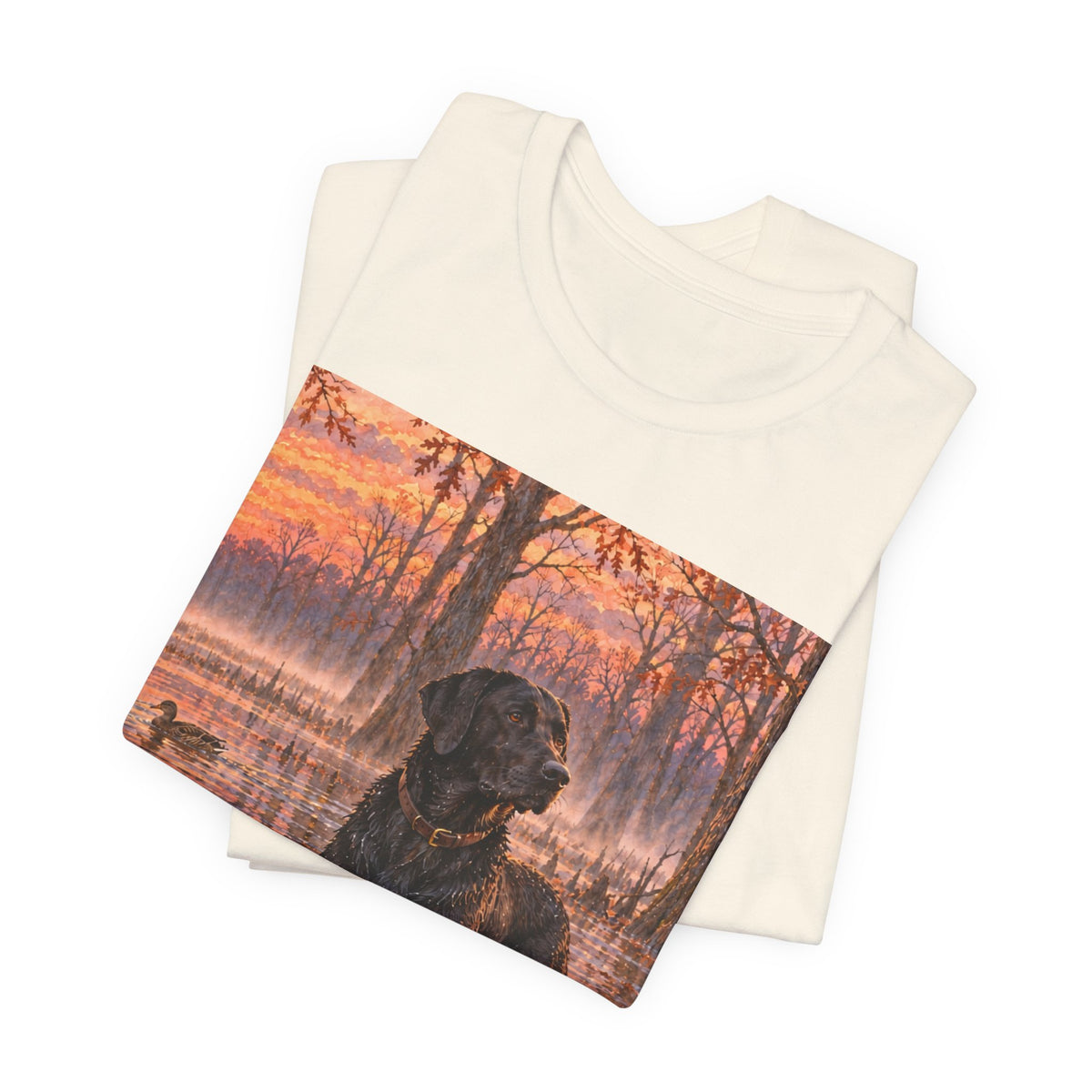 Sunset Bay Labrador Tee — Black Lab Dog Sunset Shirt
