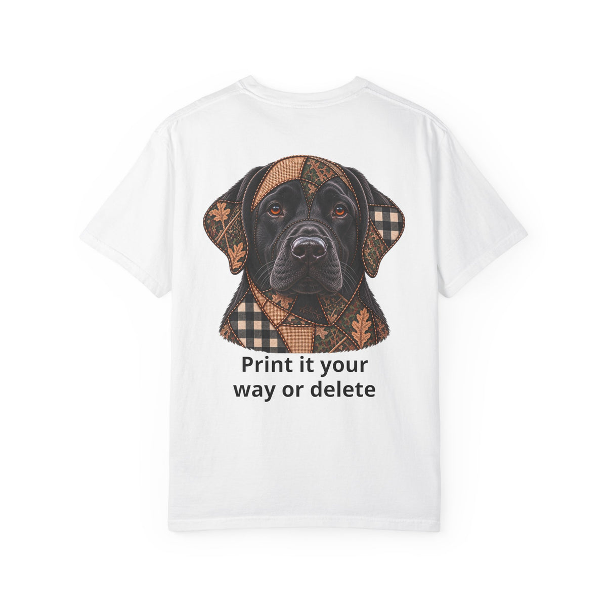 Faux Patchwork Black Lab Short-Sleeve T-Shirt, Labrador Hunting Shirt, Arkansas Hunter Gift