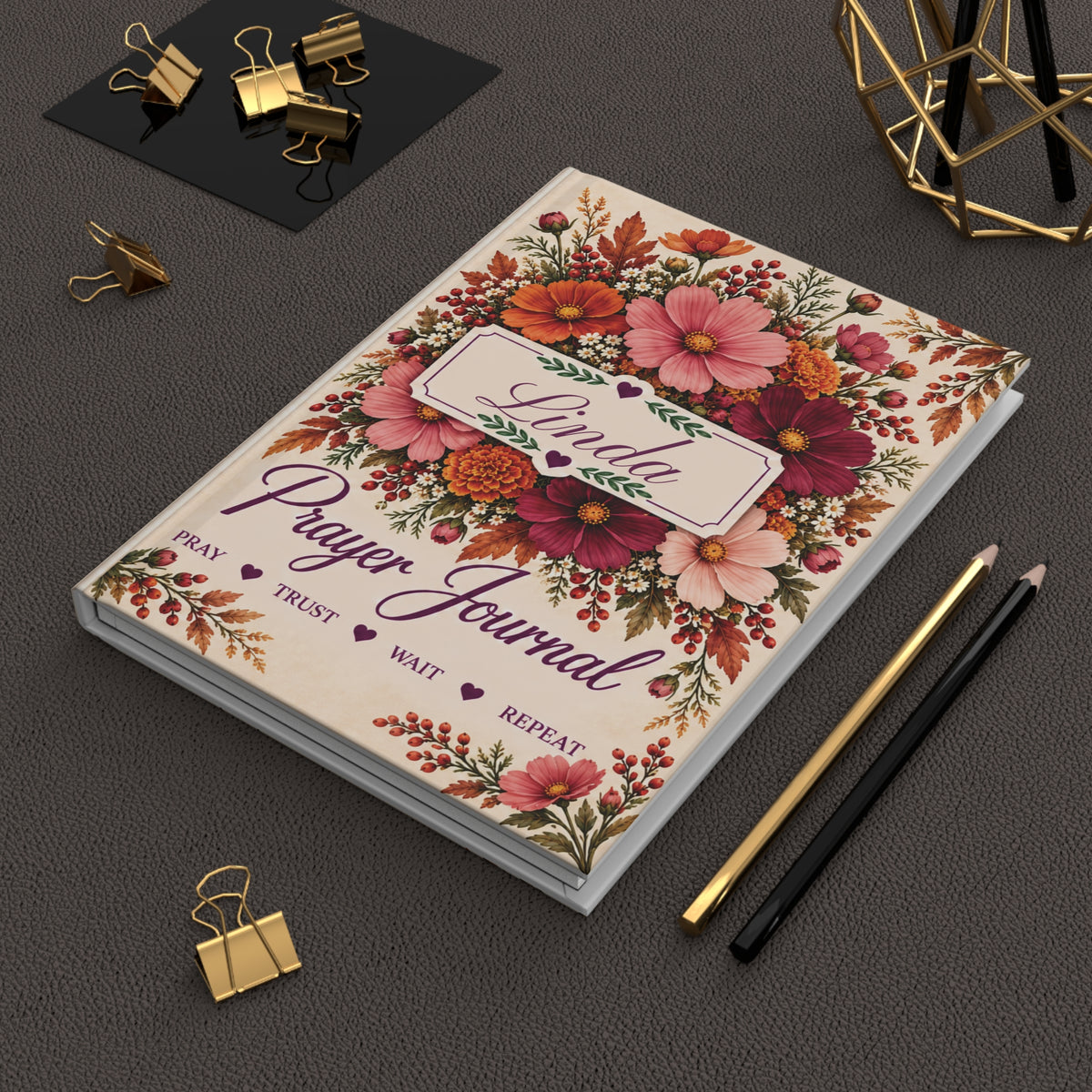 Personalized October Birth Flower Prayer Journal, Cosmos Floral Christian Notebook, Jeremiah 29:11 Bible Verse Gift for Her
