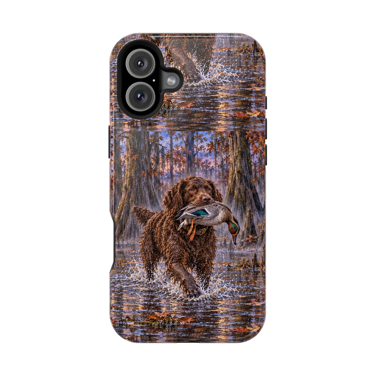 Clear Magnetic Phone Case — Boykin spaniel with Duck swamp