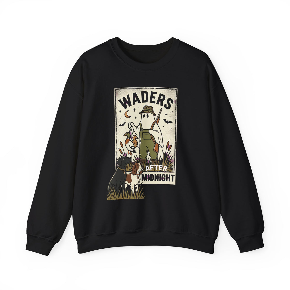 Waders Midnight Duck Hunt Sweatshirt | Spooky Hunting, Retro Outdoors