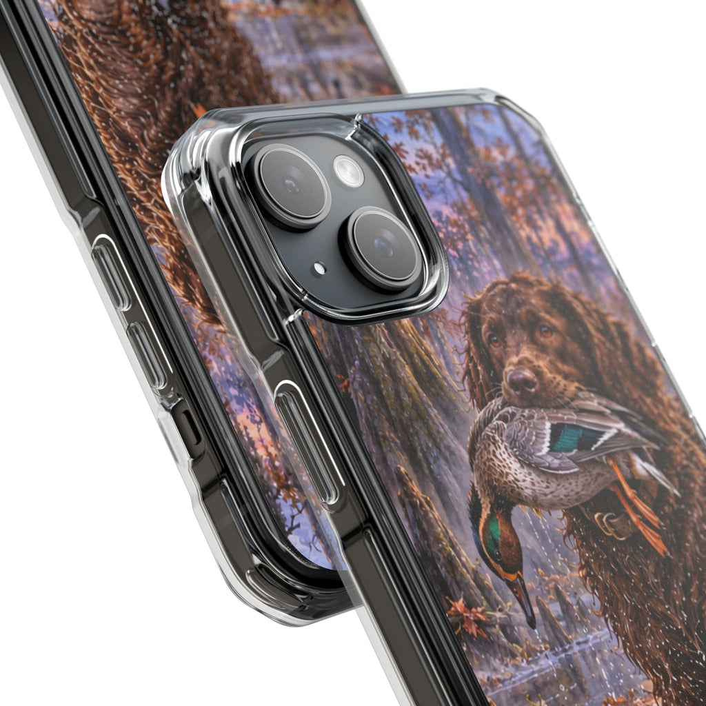 Clear Magnetic Phone Case — Boykin spaniel with Duck swamp