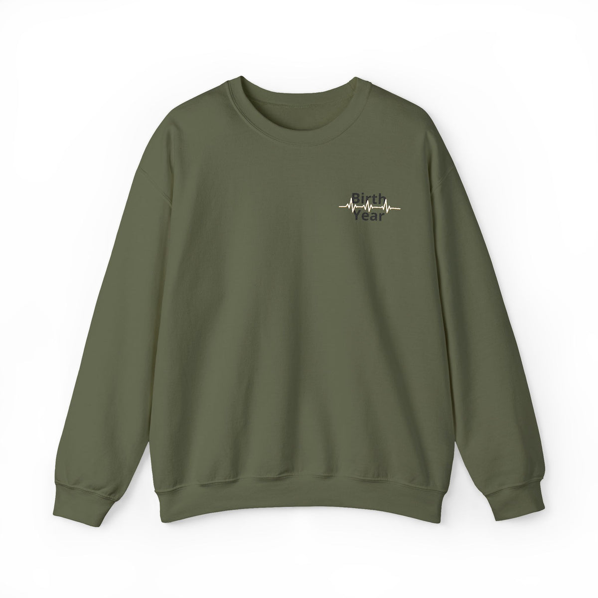 Birth Year Crewneck Sweatshirt — Personalized Vintage Heartbeat Design