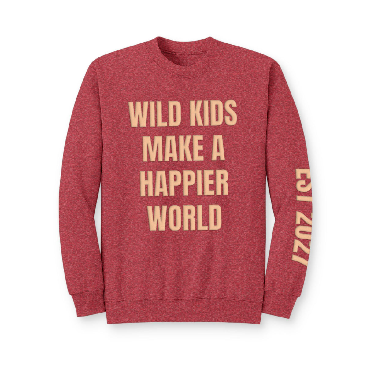 Personalized Hunting Mama Sweatshirt, Wild Kids Make a Happier World Shirt, Hunter Orange Puff Sweatshirt, Custom Mom Hunting Gift
