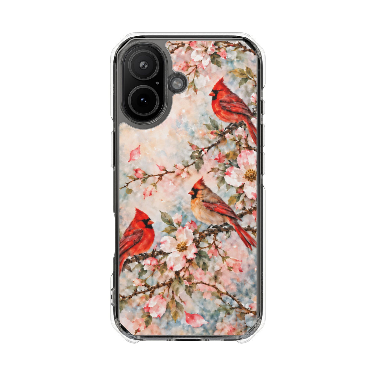 Clear Magnetic Phone Case — Cardinal Flock Scene