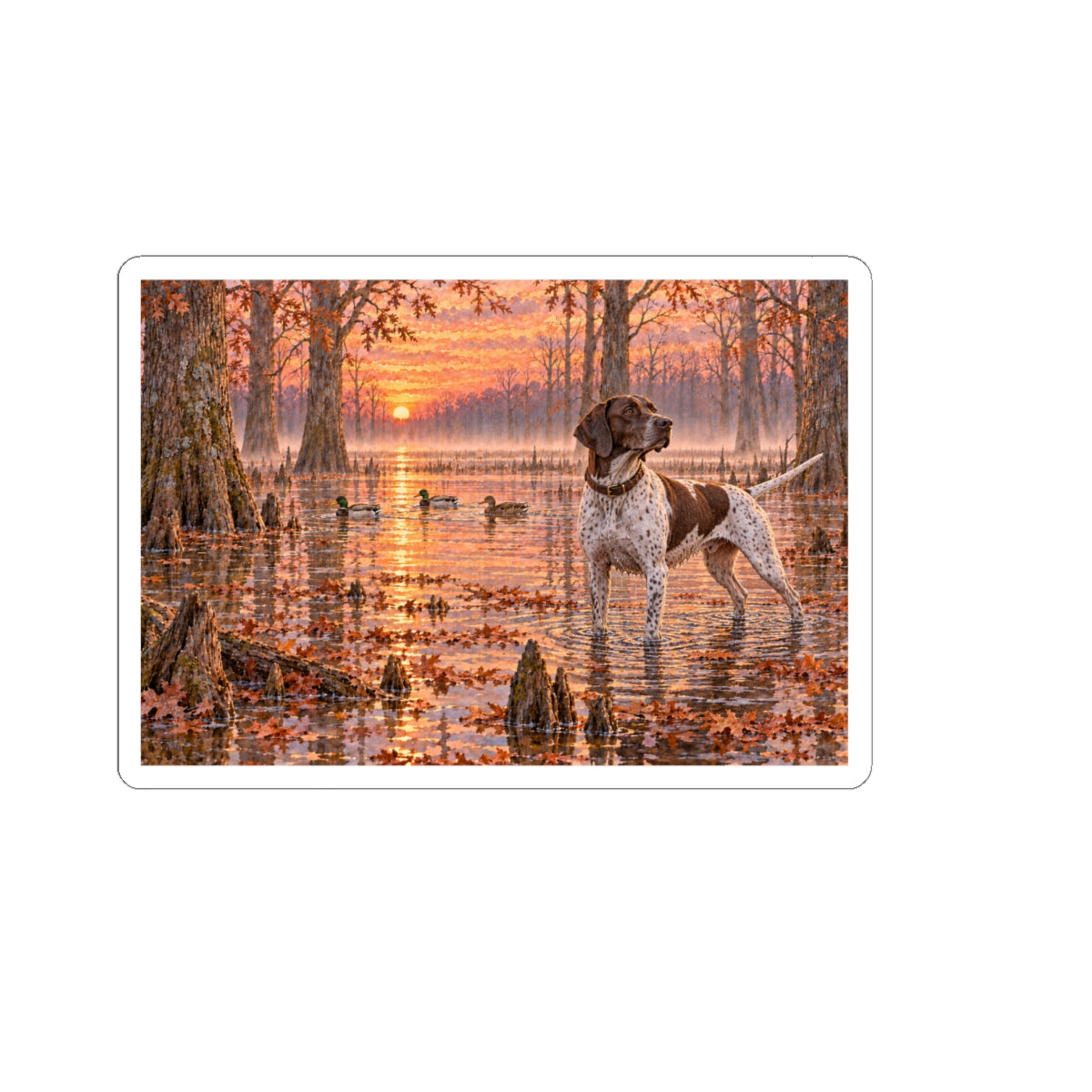 German Shorthaired Pointer Sunset Sticker — Hunting Dog Kiss-Cut Decal