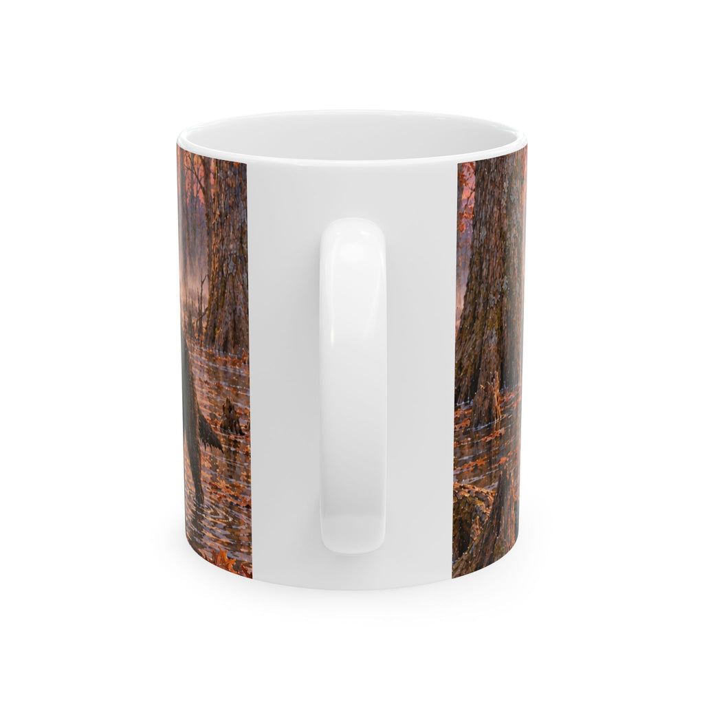 Autumn Retriever Ceramic Mug – Black Lab Sunrise Hunting Coffee Cup (11oz/15oz)