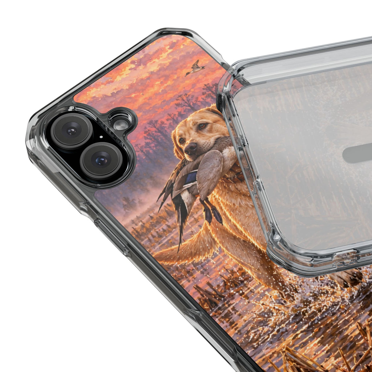 Clear Magnetic Phone Case — Lab with Duck swamp