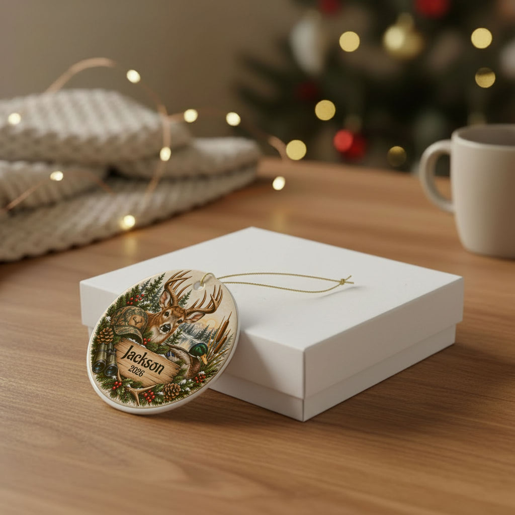 Personalized Christmas Ornament, Custom Name Family Keepsake, Holiday Wreath Ornament, Christmas Gift for Family, Friends or Memorial