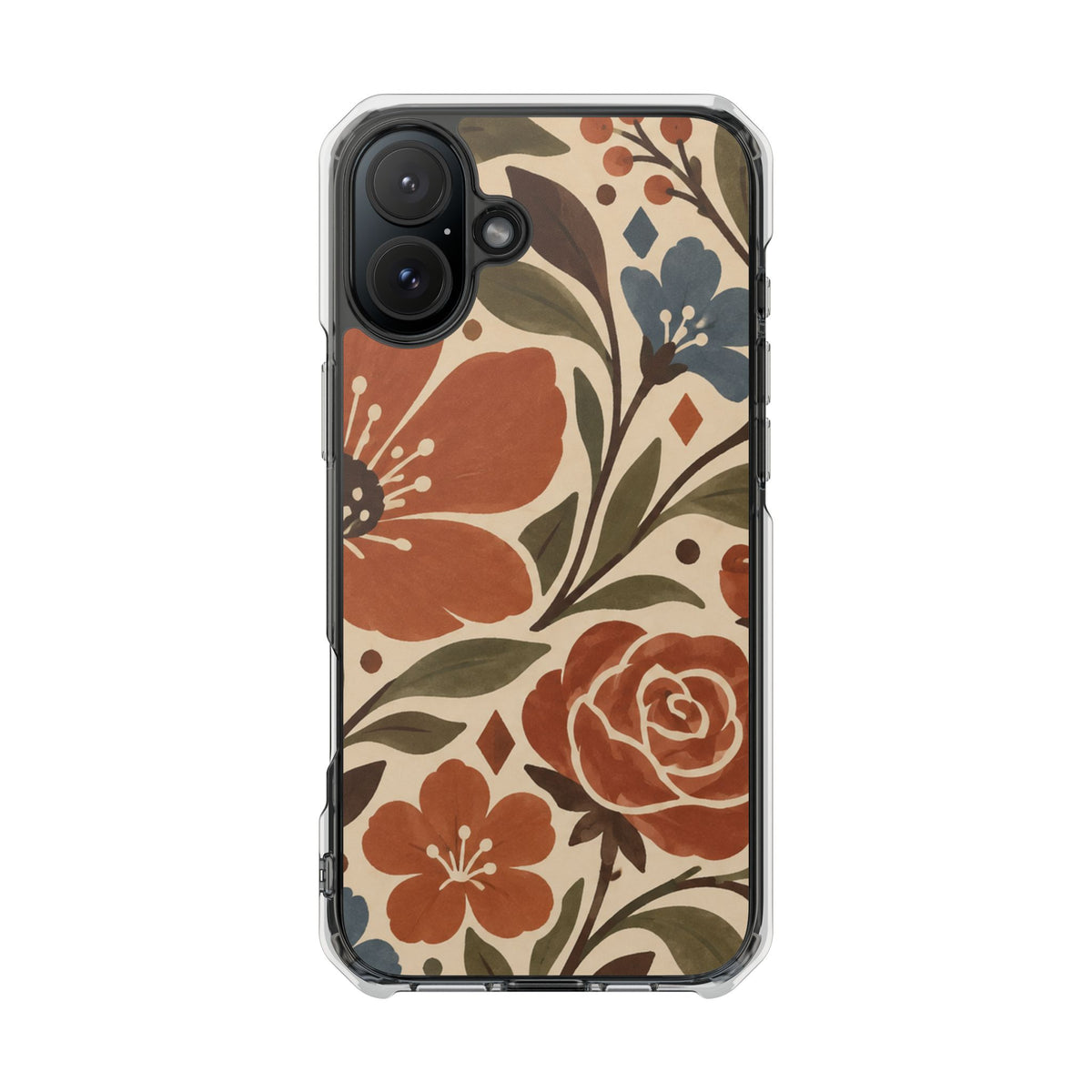 Clear Magnetic Phone Case Floral Patterns Protective Cover