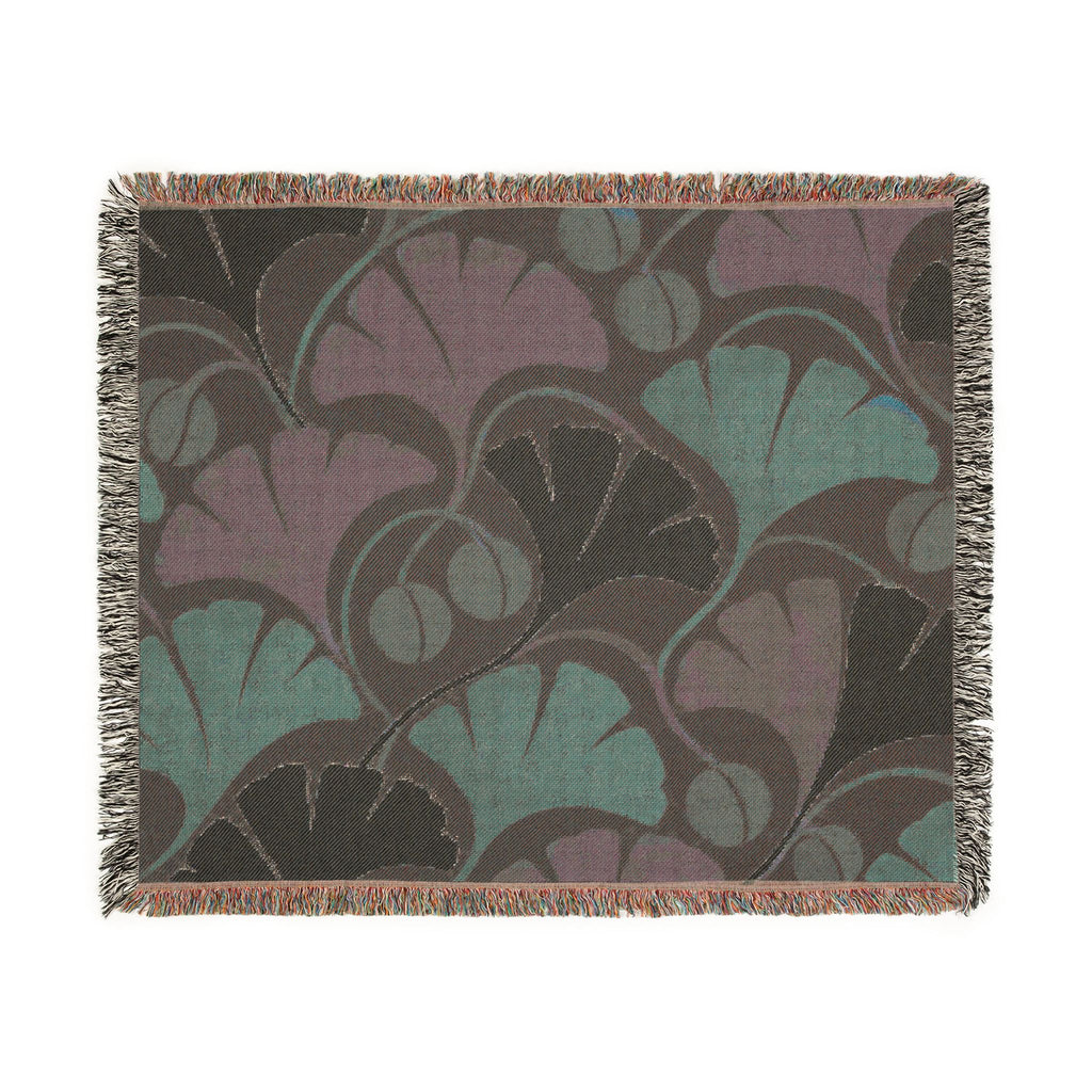 Ginkgo Leaf Woven Blanket — Vintage Botanical Throw
