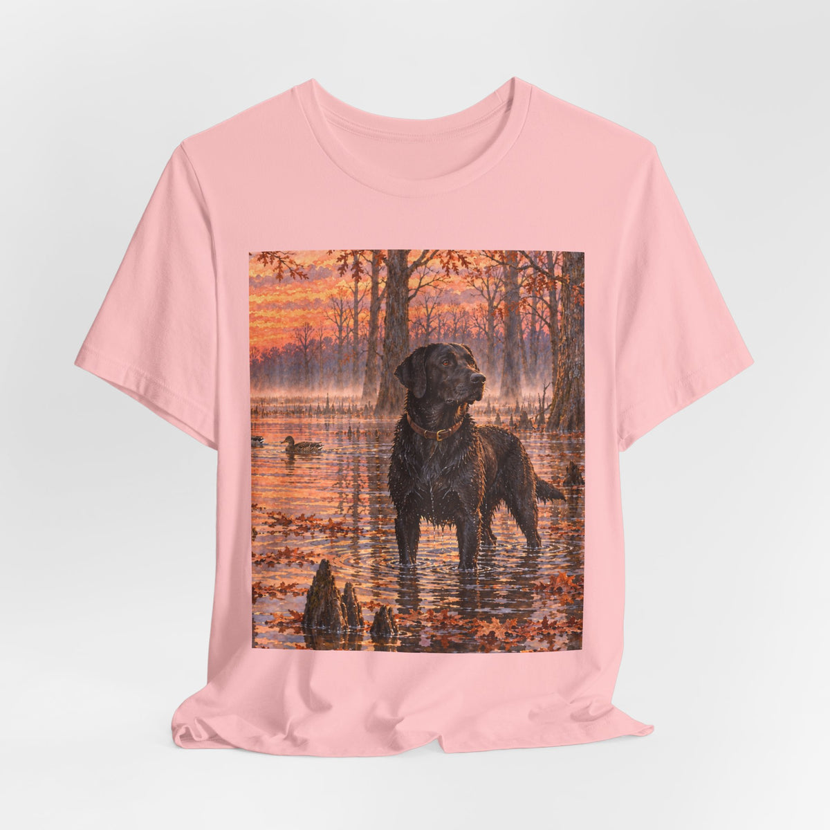 Sunset Bay Labrador Tee — Black Lab Dog Sunset Shirt
