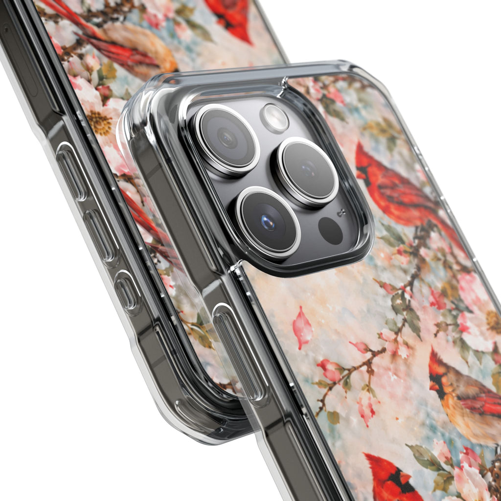 Clear Magnetic Phone Case — Cardinal Flock Scene